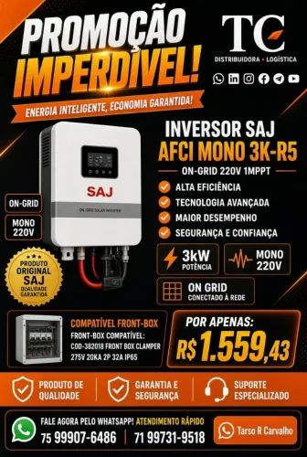 INVERSOR SAJ AFCI MONO 3K-R5-ON-GRID 220V 1MPPT