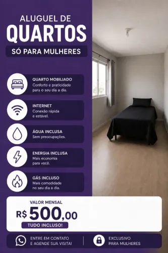 Aluguel de quarto para mulheres 