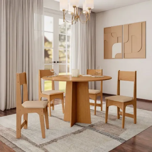 Mesa de Jantar Tampo Circular 90x90 com 4 Lugares