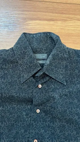 Camisa social Zara estampada preta