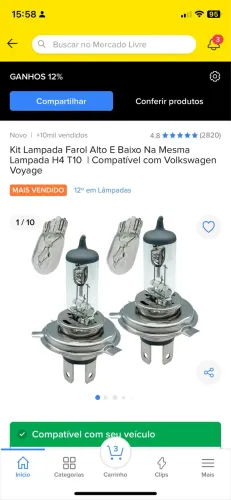 Kit lâmpada farol 4 lâmpadas