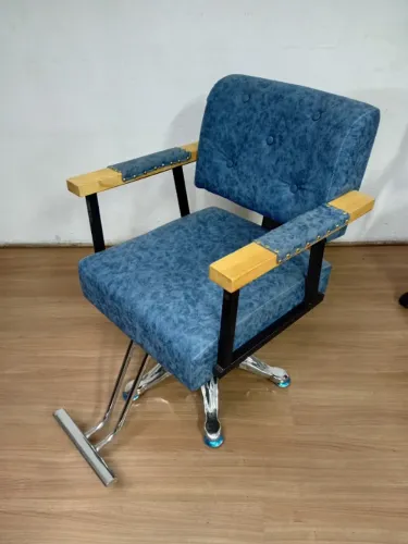 Cadeira de Barbeiro Hidráulica Retro Paris Azul