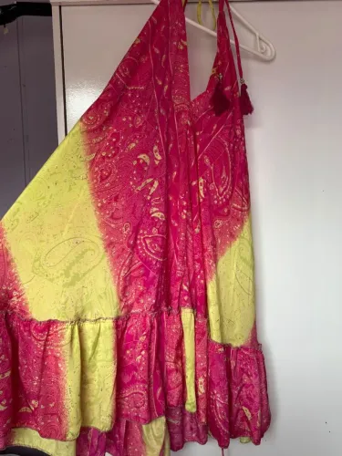 Vestido indiano amarelo e rosa tamanho único | usado 1x