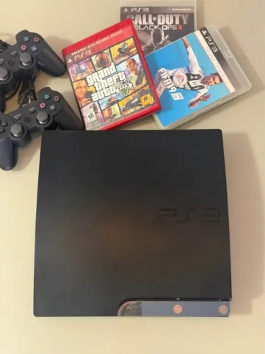 PlayStation 3 Slim Desbloqueado + 2 Controles + GTA V + Fifa Legacy