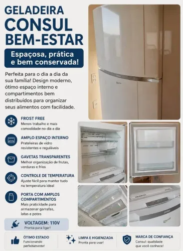 Geladeira Consul Bem-Estar 110V, Frost Free
