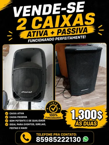 Vendo caixas de som oneal ativa+ passiva 