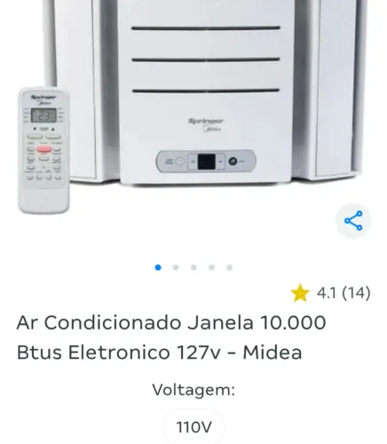 Ar condicionado janela eletrônico Springer Midea 10.000 BTUs frio 127v semi-novo