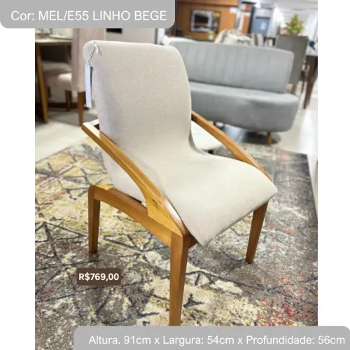 Poltrona Cor: MEL/E55 LINHO BEGE