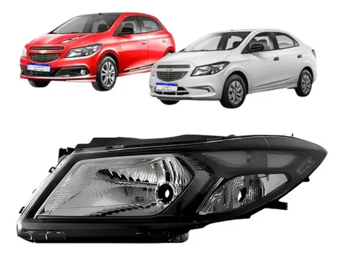 Farol Onix Prisma Lt Ltz Joy Mascara Negra 2013 A 2019 Le Esquerdo/motorista