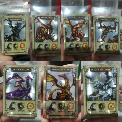 7 Cartas Especiais Prateadas Dracomania Elma Chips Originais!