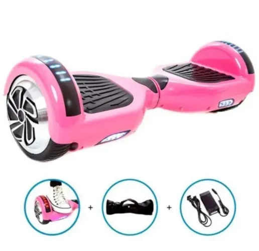 Hoverboard Skate Elétrico 6.5 Led Bluetooth Rosa