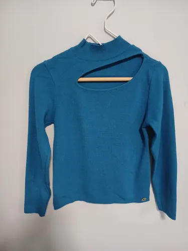 Blusa tricô azul celeste Carmen steffens Tam P