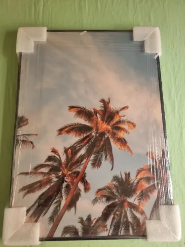Quadro decorativo coqueiros 50x70 moldura preta