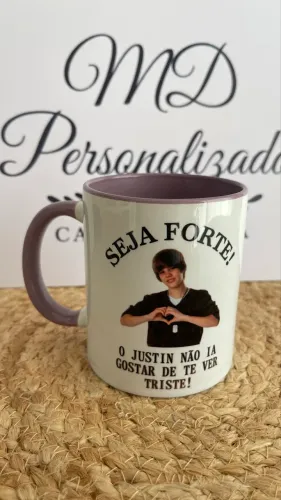     Caneca Alça Colorida Justin Bieber com Código Spotify