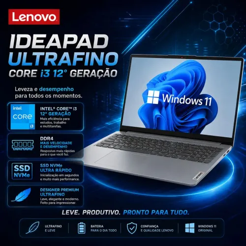 Notebook Lenovo Ideapad Core i3 12° Ger DDR4 (A pronta entrega)