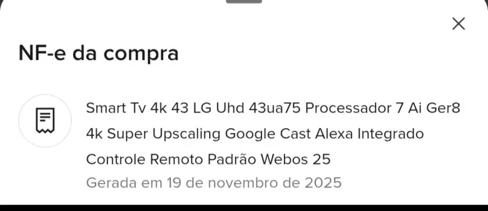 Tv LG 43 semi nova (na garantia)