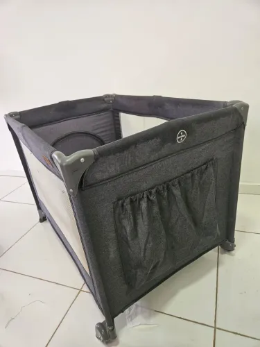 Berço Portátil Infantil Cercado 0-15kg Grafite Lazy Maxi Baby