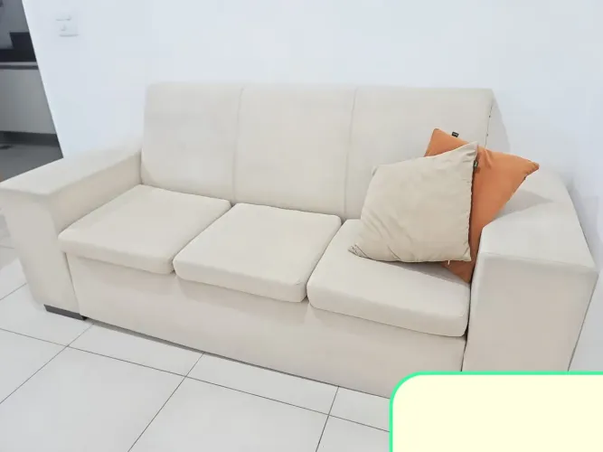 Sofá tecido bege 2 & 3 lugares
