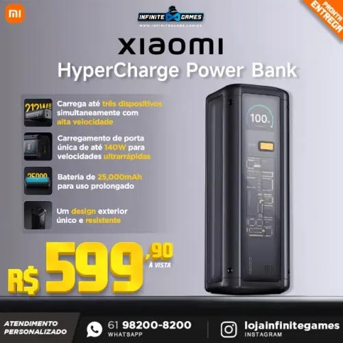 Super Power Bank Xiaomi 212W HyperCharge Power Bank 25000mAh, novos lacrados!