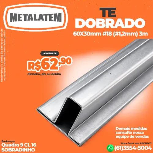 TE Dobrado 60x30mm #18 (#1,20mm) - 3 Metros