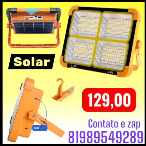 Refletor Luz Led Com Carregamento Solar Ou Usb 