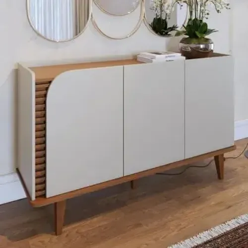 Aparador Buffet Ambiente Off White Matte Freijó - Colibri