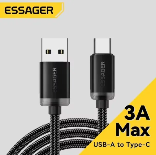 Cabo Carregador Rápido Essager USB-A para Tipo-C