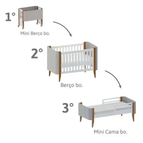 Berço evolutivo 3 em 1 - Berço BO cinza
