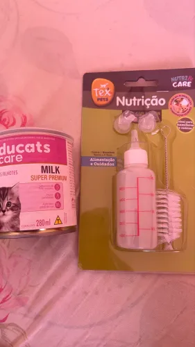     Leite para gato filhote + mamadeira Tex Pets (lacrados)
