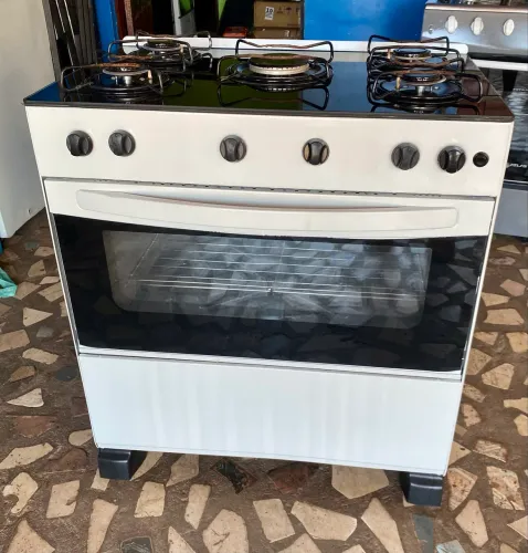 Fogão 5 bocas Esmaltec branco de mesa de vidro. ENTREGO