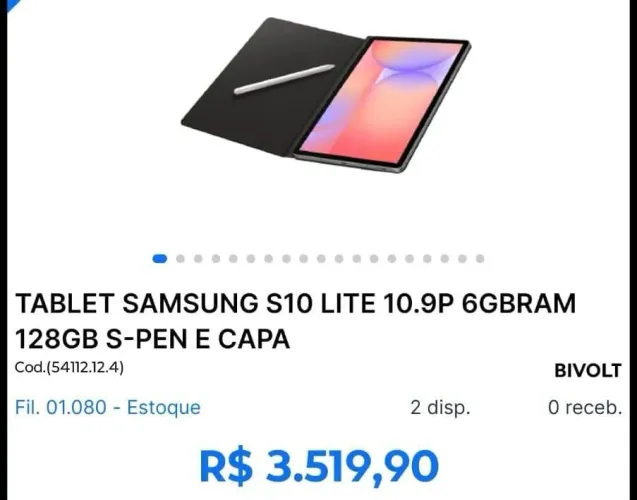 Tablet Samsung S10 Lite