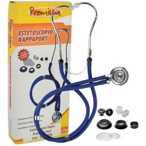 Estetoscópio Rappaport Premium Azul Duplo Adulto Pediátrico