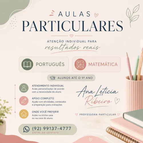 Professora Particular de Português e Matemática | Até 9º Ano
