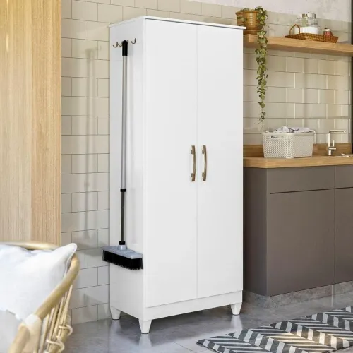 Armário Multiuso Organizador 2 Portas 4 Prateleiras Jade Moval Branco<br><br>