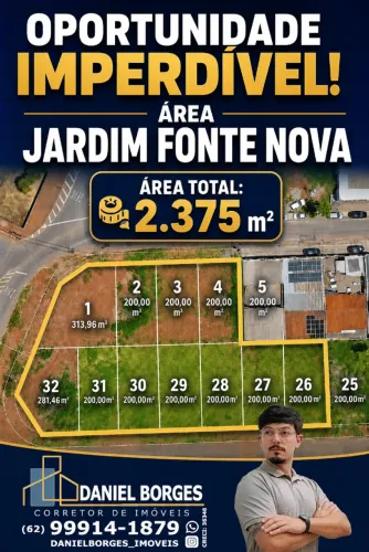 Lotes Residencial Fonte Nova - Faculdade Alfa 3km