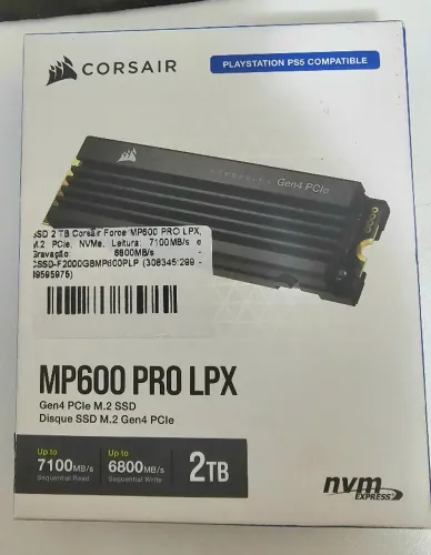 SSD Corsair Force MP600 PRO LPX,2TB,M.2 PCIe,NVMe,Leitura:7100MB/s e Gravação:6800MB/s,Pre