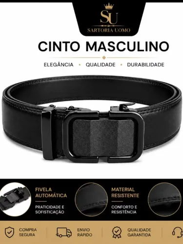Cinto Masculino Catraca Automática Ajustável Preto Premium