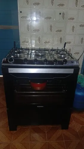 Fogão itatiaia itachef 5 bocas mesa de inox preta tripla chama bivolt