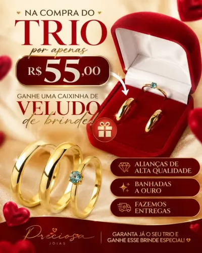 Alianças de aço inoxidável banhadas a ouro