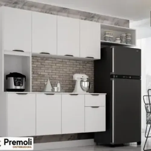 Cozinha Nara Compacta 8 Portas com 1 Gaveta 193cm Cor branca - CHF Móveis