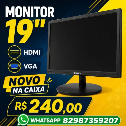 Monitor 19" Novo HDMI VGA