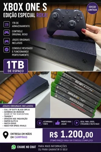 XBOX ONE S EDICAO ESPECIAL ROXO