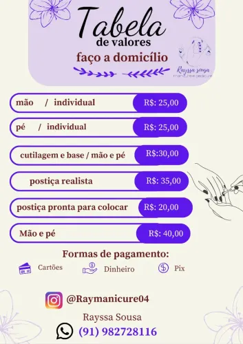 Serviço de manicure e pedicure 