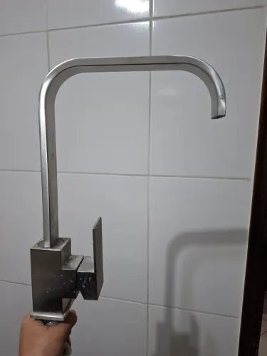Torneira Pia Inox Escovado para bancada 33 altura