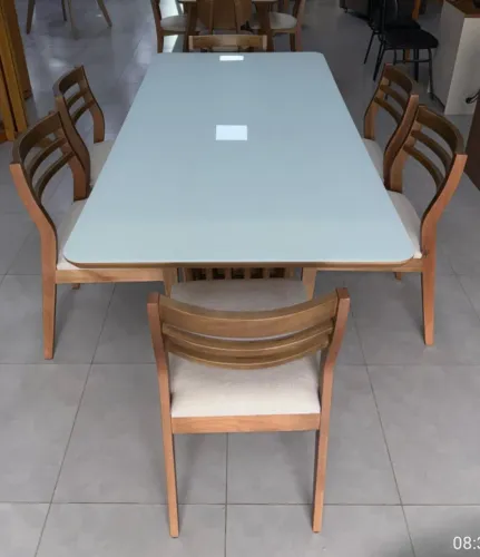 Mesa de janta flor com 6 cadeiras ( madeira maciça )