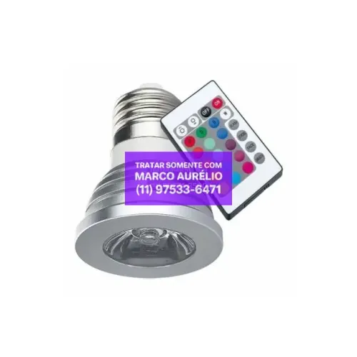 Lâmpada LED RGB Colorida 16 Cores Com Controle Remoto 3W Nova ZEM-31364