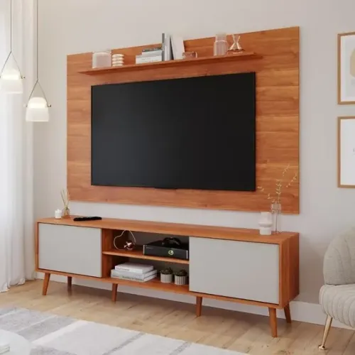 Painel e Bancada Berlim 2 Portas p/ TV até 65' Permóbili - Entrega/Monta Grátis p/Fortalez