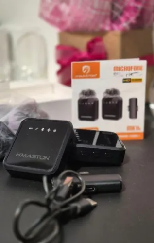 Mic sem fio - 2 entradas - tipo c - bluetooth- h'maston