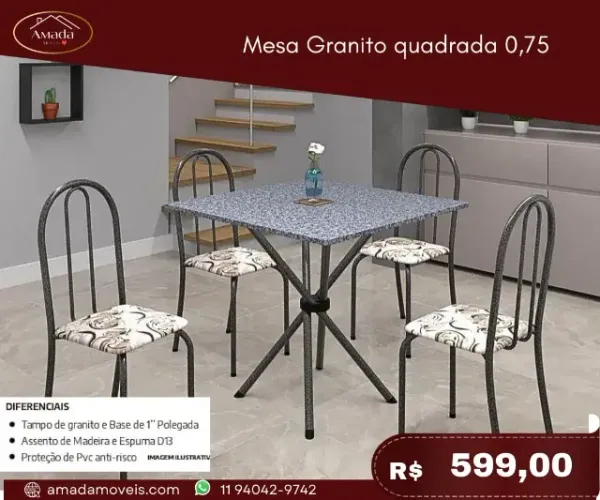 Mesa Quadrada 0,75, a pronta entrega