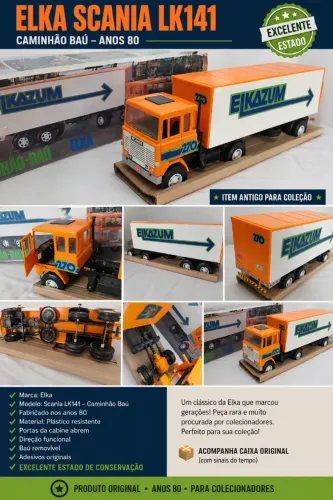 Caminhão Elka Scania LK141 Baú - Anos 80 - Original - Excelente Estado - Coleção